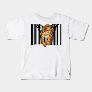 ENDANGERED TIGER BARCODE illustration print Kids T-Shirt